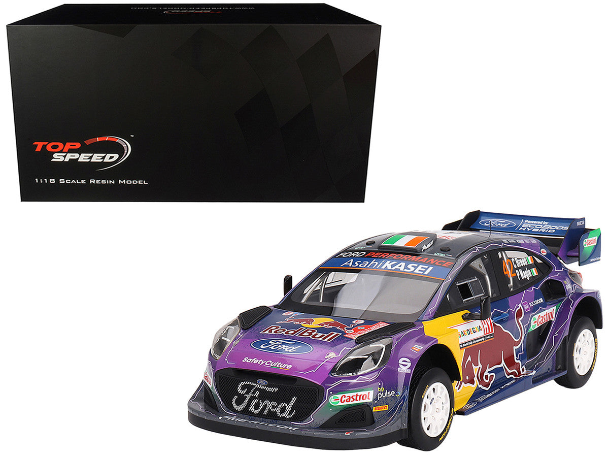 Ford Puma Rally1 #42 Craig Breen - Paul Nagle "M-Sport Ford WRT" 2nd Place "Rally Italia Sardegna" (2022) 1/18 Model Car by Top Speed Top Speed