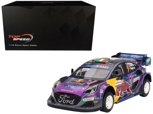 Ford Puma Rally1 #42 Craig Breen - Paul Nagle "M-Sport Ford WRT" 2nd Place "Rally Italia Sardegna" (2022) 1/18 Model Car by Top Speed Top Speed
