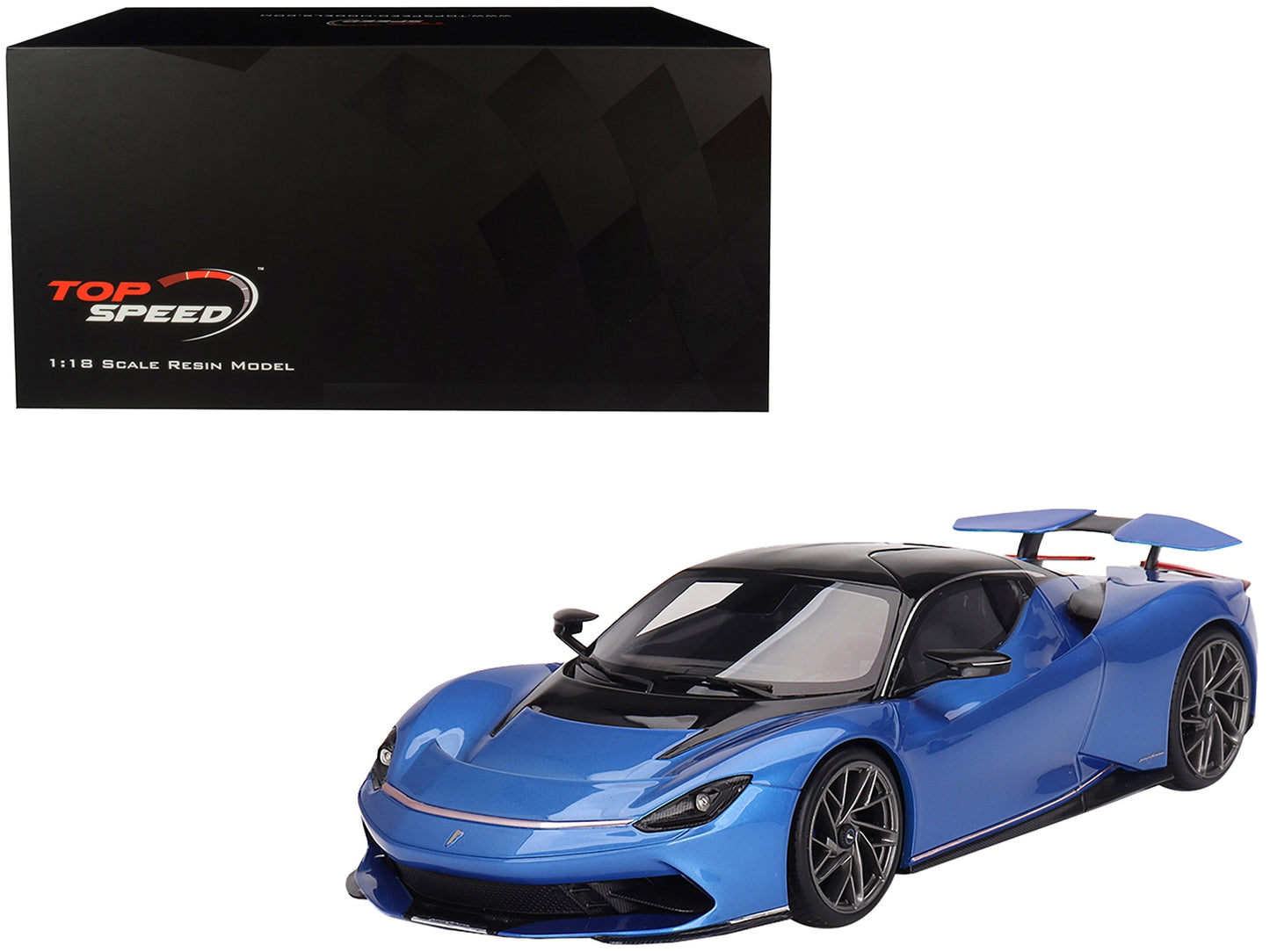 2019 Automobili Pininfarina Battista Iconica Blue Metallic with Black Top "World Premiere" 1/18 Model Car by Top Speed