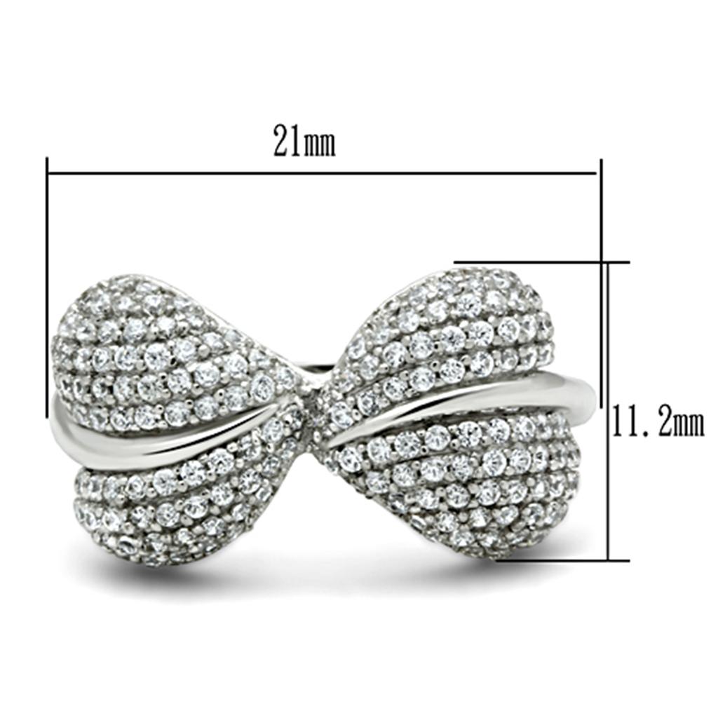 TS050 - Rhodium 925 Sterling Silver Ring with AAA Grade CZ  in Clear Alamode