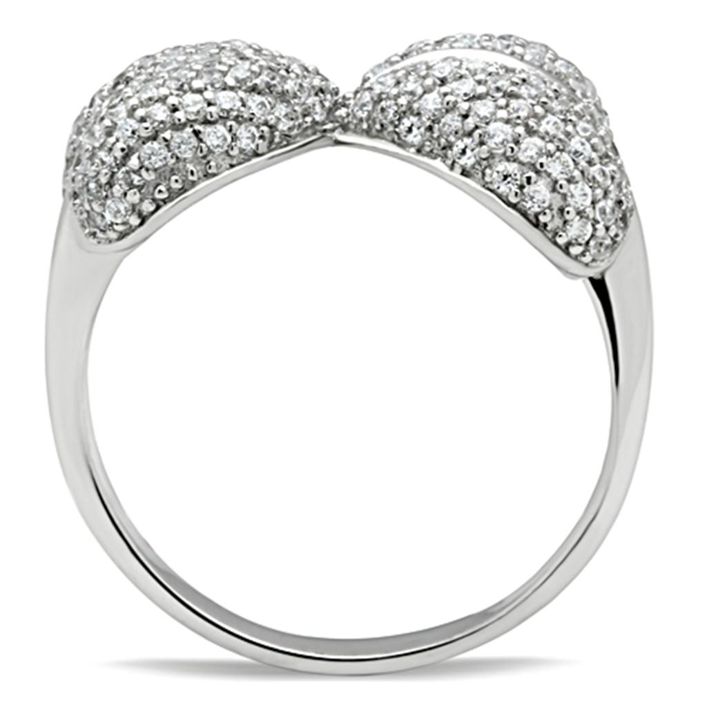 TS050 - Rhodium 925 Sterling Silver Ring with AAA Grade CZ  in Clear Alamode