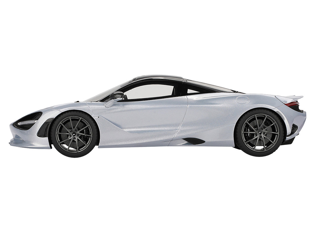McLaren 750S Ice Silver Metallic with Black Top 1/18 Model Car by Top Speed-0