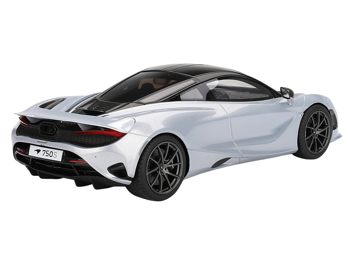 McLaren 750S Ice Silver Metallic with Black Top 1/18 Model Car by Top Speed-3