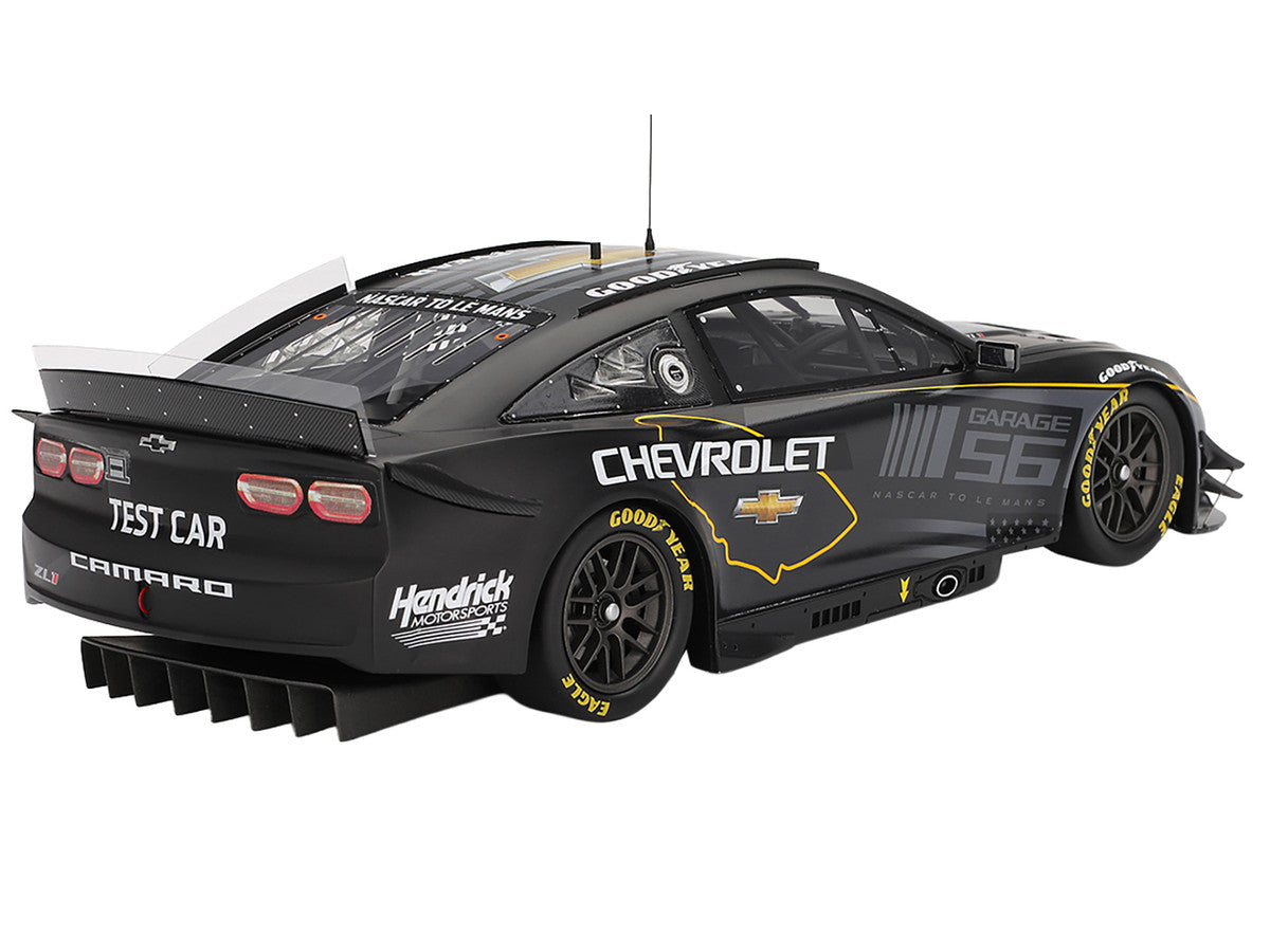 Chevrolet Camaro ZL1 #24 "Hendrick Motorsports Test Car" Matt Black with Graphics 1/18 Model Car by Top Speed-1