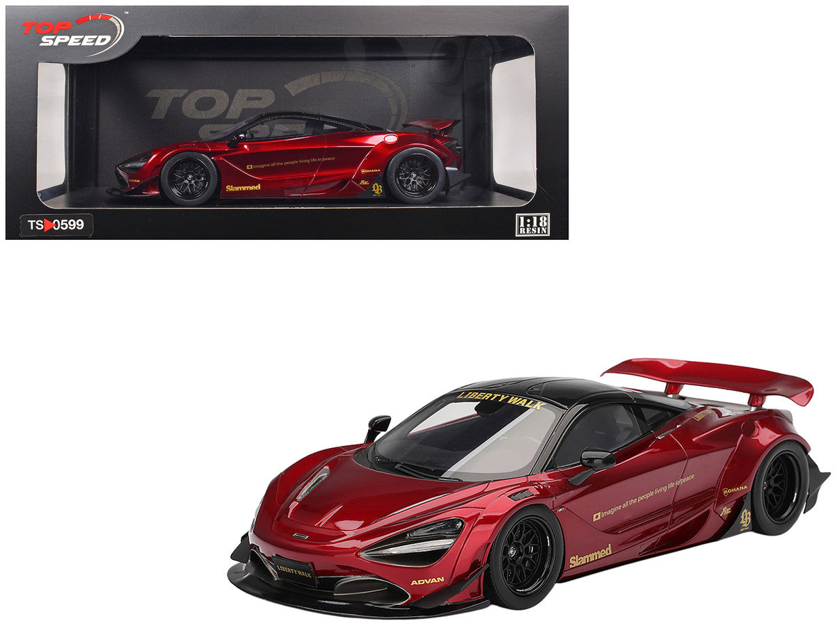 McLaren 720S "LB-Works" Gem Red Metallic with Black Top 1/18 Model Car by Top Speed-4