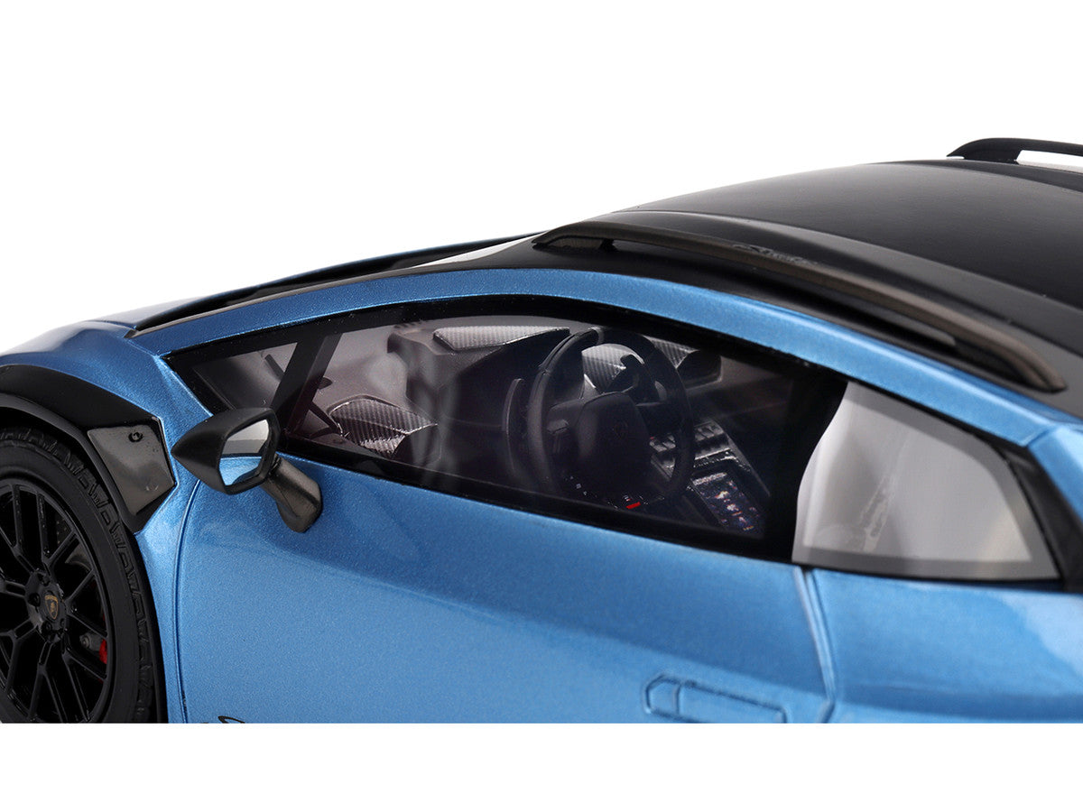 Lamborghini Huracan Sterrato Blu Aegir Blue Metallic with Matt Black Top 1/18 Model Car by Top Speed Top Speed