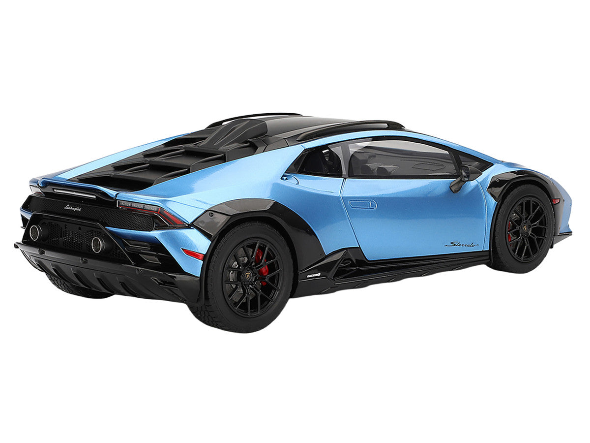 Lamborghini Huracan Sterrato Blu Aegir Blue Metallic with Matt Black Top 1/18 Model Car by Top Speed Top Speed