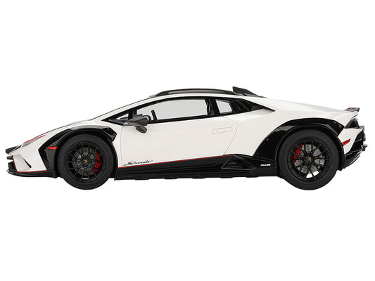 Lamborghini Huracan Sterrato Bianco Asopo White with Matt Black Top and Red Stripes 1/18 Model Car by Top Speed-0