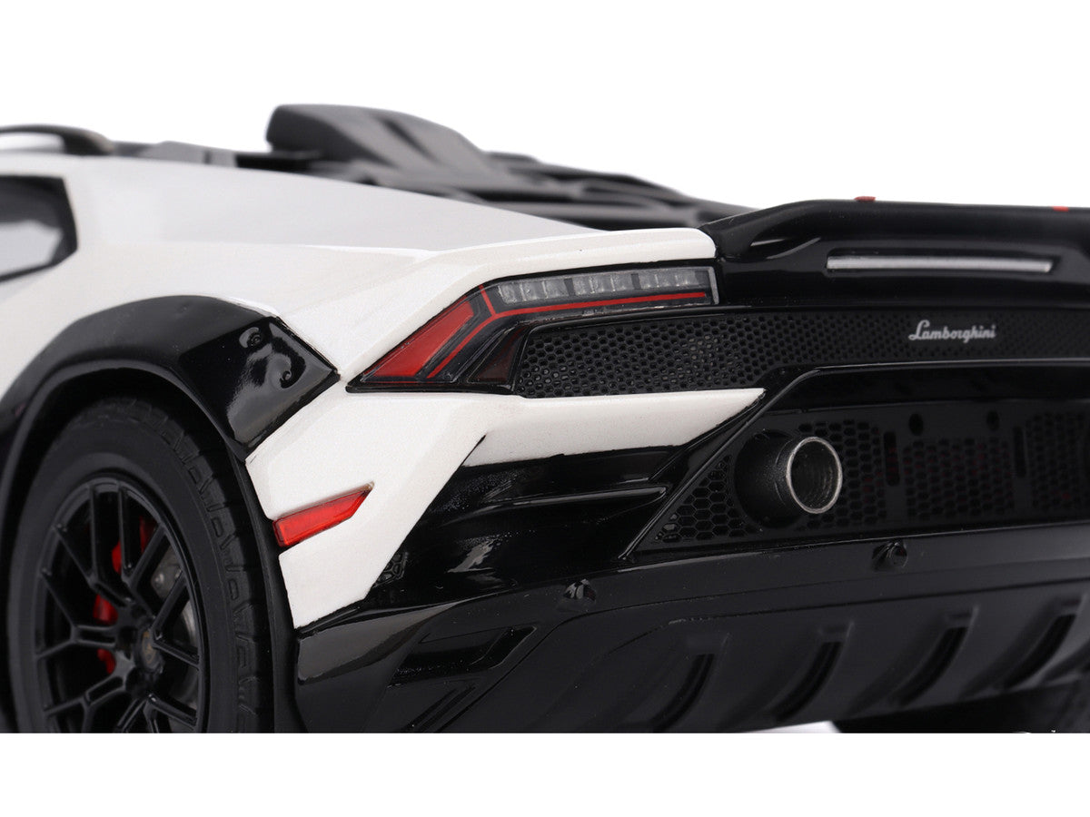 Lamborghini Huracan Sterrato Bianco Asopo White with Matt Black Top and Red Stripes 1/18 Model Car by Top Speed-2