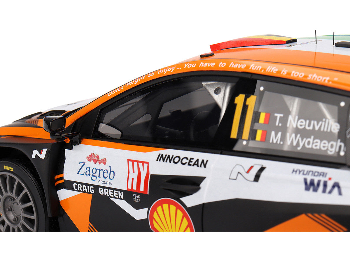 Hyundai i20 N Rally1 Hybrid #11 Thierry Neuville - Martijn Wydaeghe "Hyundai Shell Mobis WRT"  Winner "Rally Croatia Power Stage" (2023) 1/18 Model Car by Top Speed-2