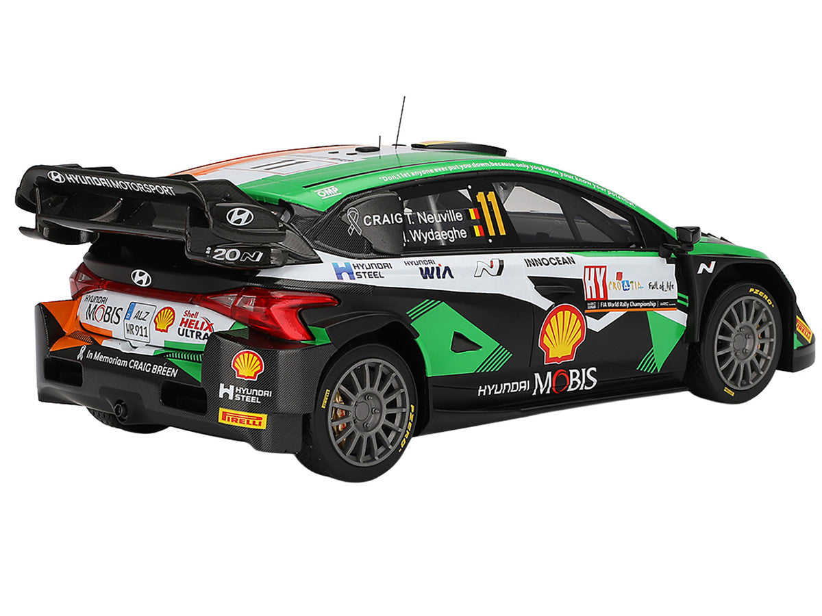Hyundai i20 N Rally1 Hybrid #11 Thierry Neuville - Martijn Wydaeghe "Hyundai Shell Mobis WRT"  Winner "Rally Croatia Power Stage" (2023) 1/18 Model Car by Top Speed-1