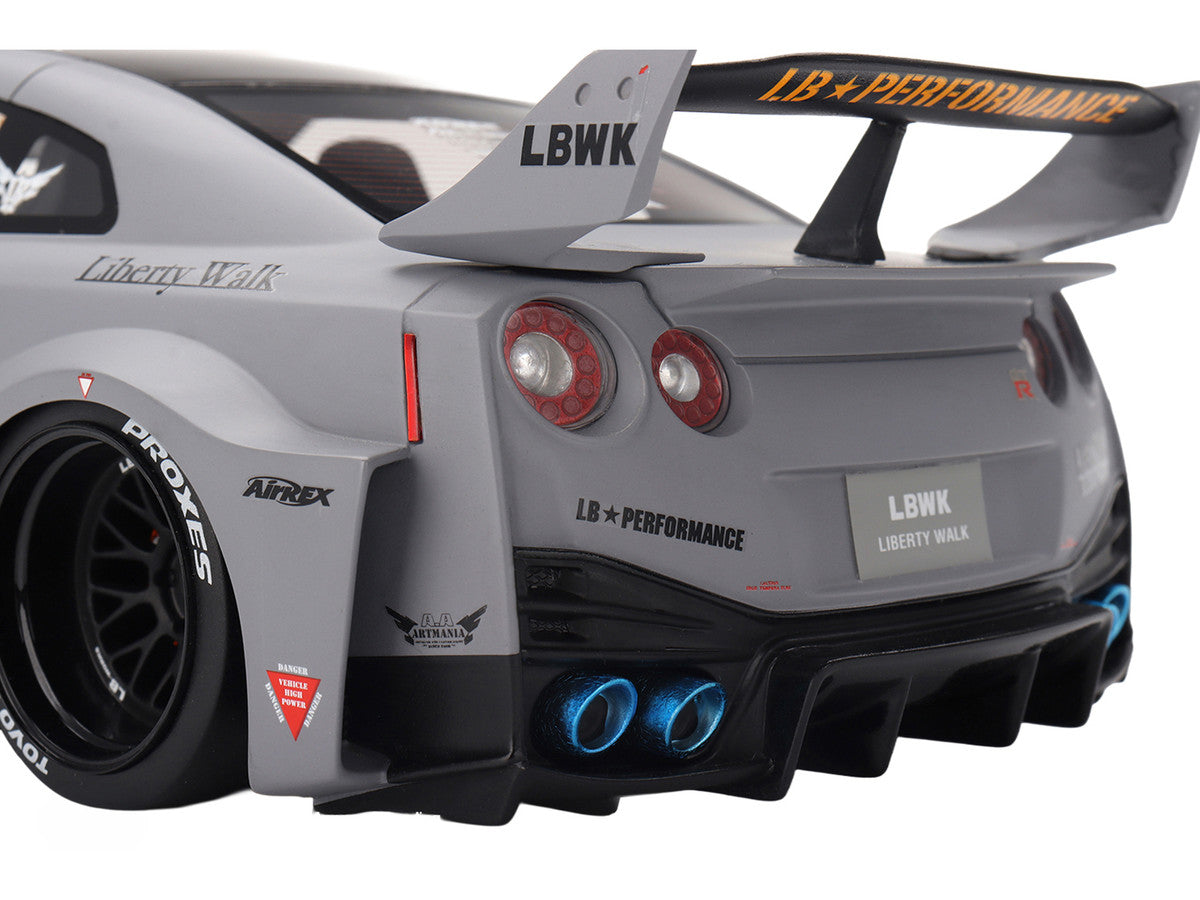 Nissan LB-Silhouette WORKS GT 35GT-RR Ver.1 RHD (Right Hand Drive) Matt Gray with Black Top 1/18 Model Car by Top Speed Top Speed