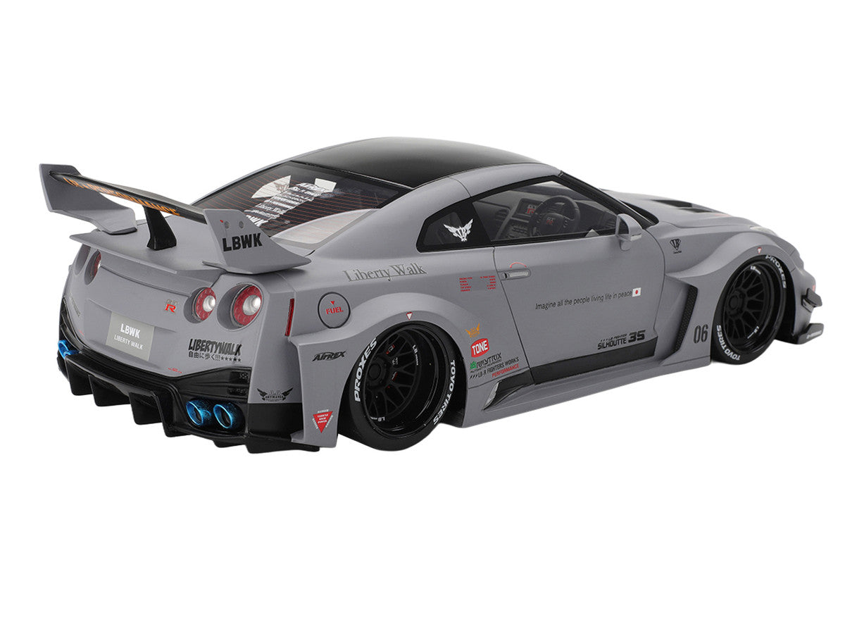 Nissan LB-Silhouette WORKS GT 35GT-RR Ver.1 RHD (Right Hand Drive) Matt Gray with Black Top 1/18 Model Car by Top Speed Top Speed