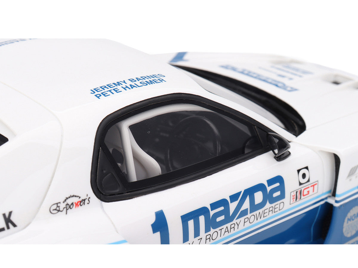 Mazda RX-7 LB-Super Silhouette RHD (Right Hand Drive) #1 Jeremy Barnes - Pete Halsmer "IMSA" White and Blue 1/18 Model Car by Top Speed Top Speed
