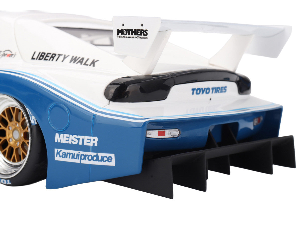 Mazda RX-7 LB-Super Silhouette RHD (Right Hand Drive) #1 Jeremy Barnes - Pete Halsmer "IMSA" White and Blue 1/18 Model Car by Top Speed Top Speed
