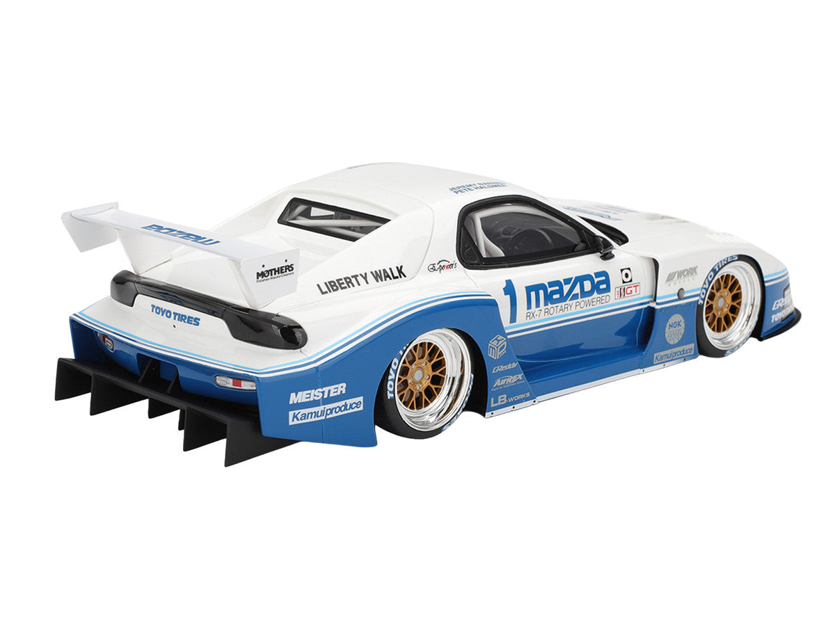 Mazda RX-7 LB-Super Silhouette RHD (Right Hand Drive) #1 Jeremy Barnes - Pete Halsmer "IMSA" White and Blue 1/18 Model Car by Top Speed Top Speed