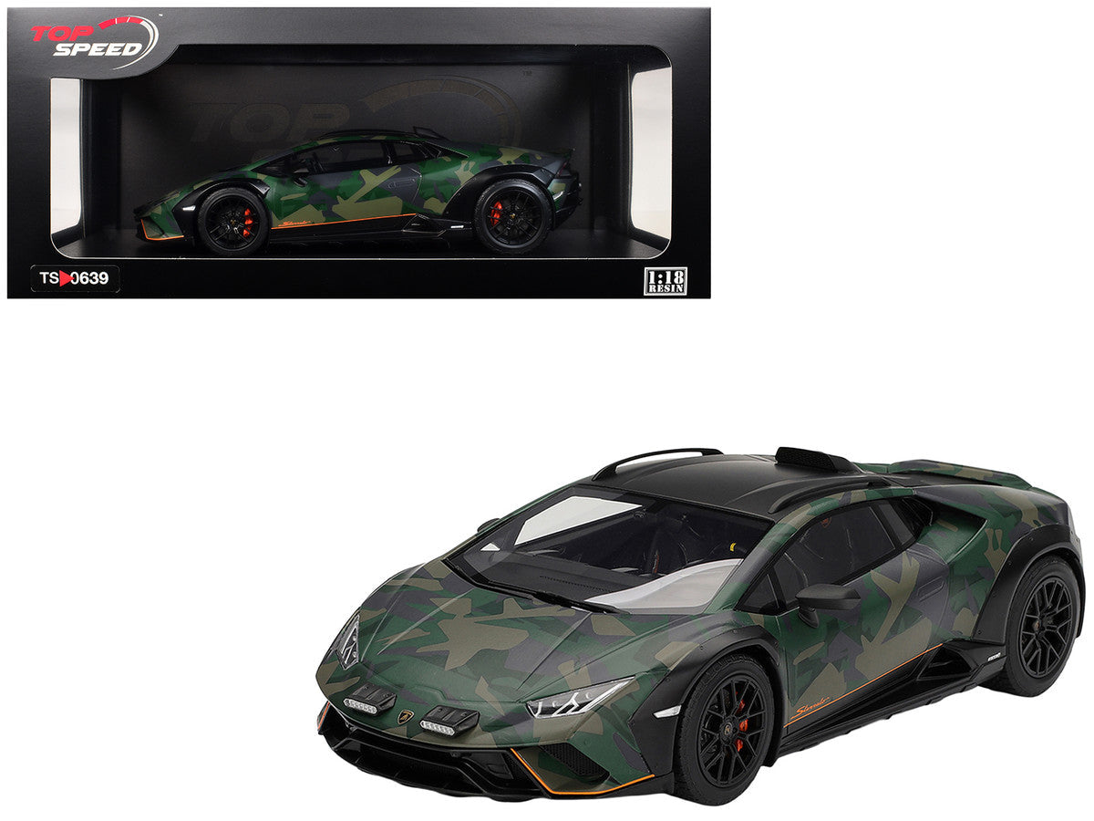 Lamborghini Huracan Sterrato All-Terrain "BOSCO" Green Camouflage 1/18 Model Car by Top Speed Top Speed
