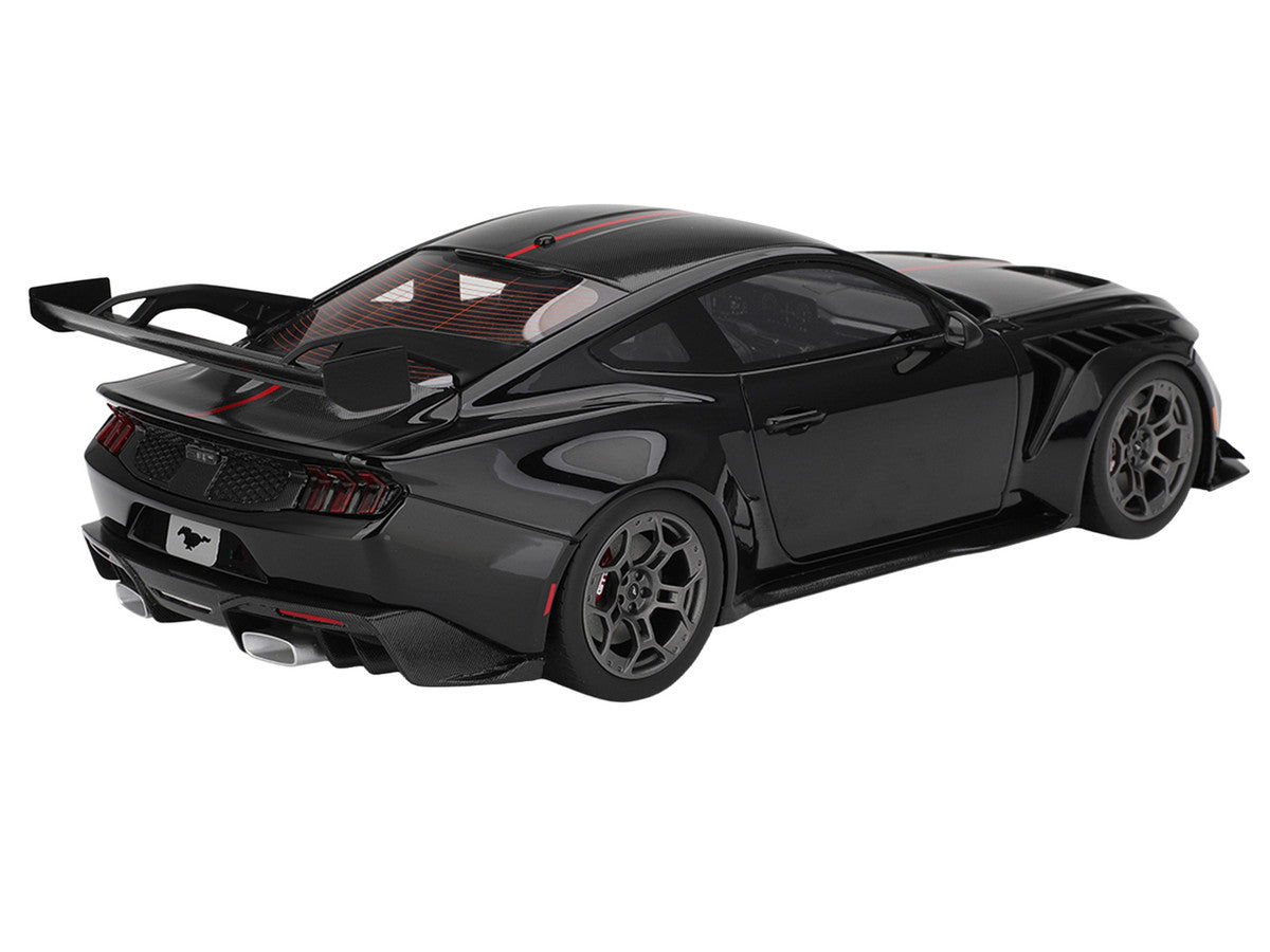 Ford Mustang GTD Shadow Black with Red Stripe 1/18 Model Car by Top Speed Top Speed
