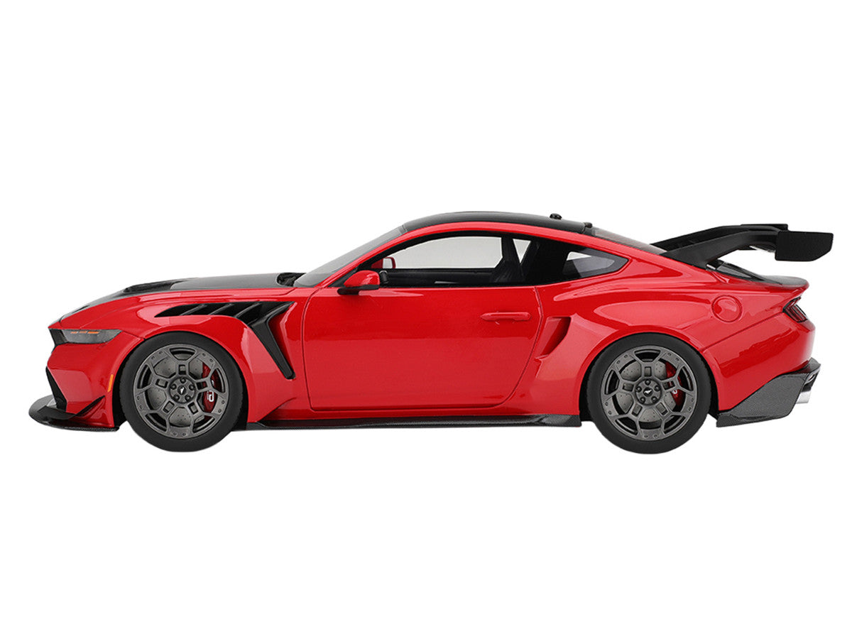 Ford Mustang GTD Race Red and Carbon Fiber with Red Stripe 1/18 Model Car by Top Speed Top Speed