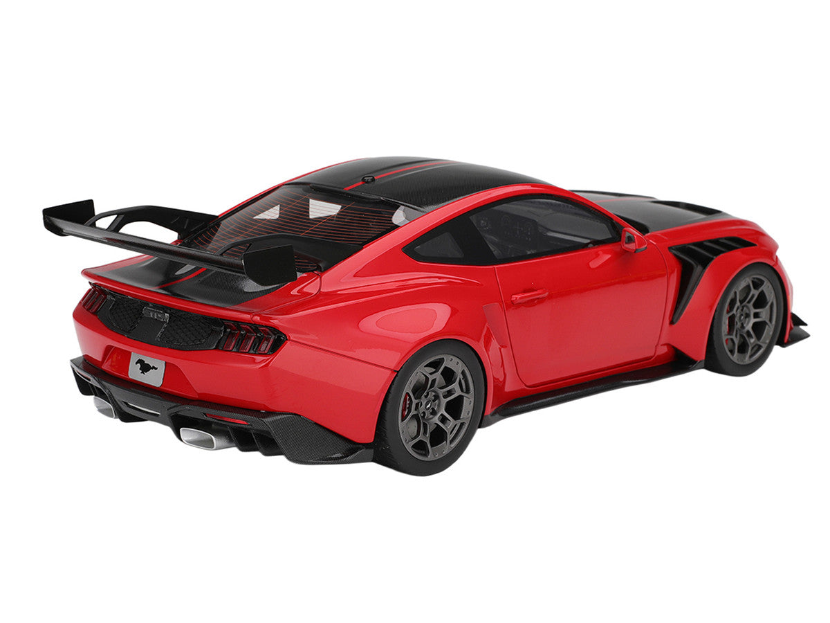 Ford Mustang GTD Race Red and Carbon Fiber with Red Stripe 1/18 Model Car by Top Speed Top Speed