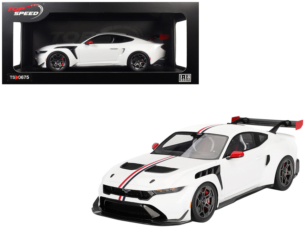 Ford Mustang GTD "Spirit of America" White with Red and Blue Stripes 1/18 Model Car by Top Speed-4