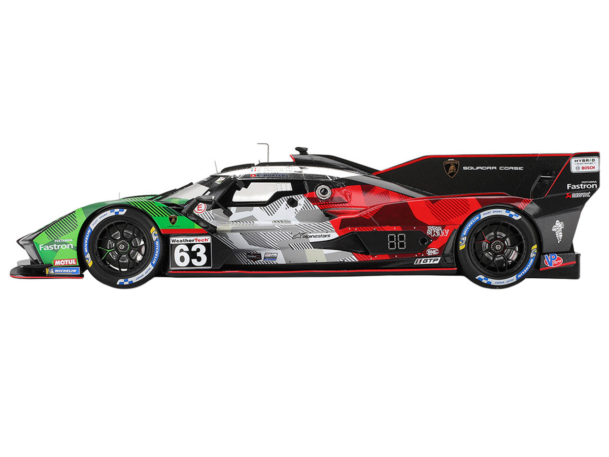 Lamborghini SC63 #63 Mirko Bortolotti - Romain Grosjean - Daniil Kvyat - Edoardo Mortara "Automobili Lamborghini Squadra Corse" IMSA "24 Hours of Daytona" (2025) 1/18 Model Car by Top Speed-1