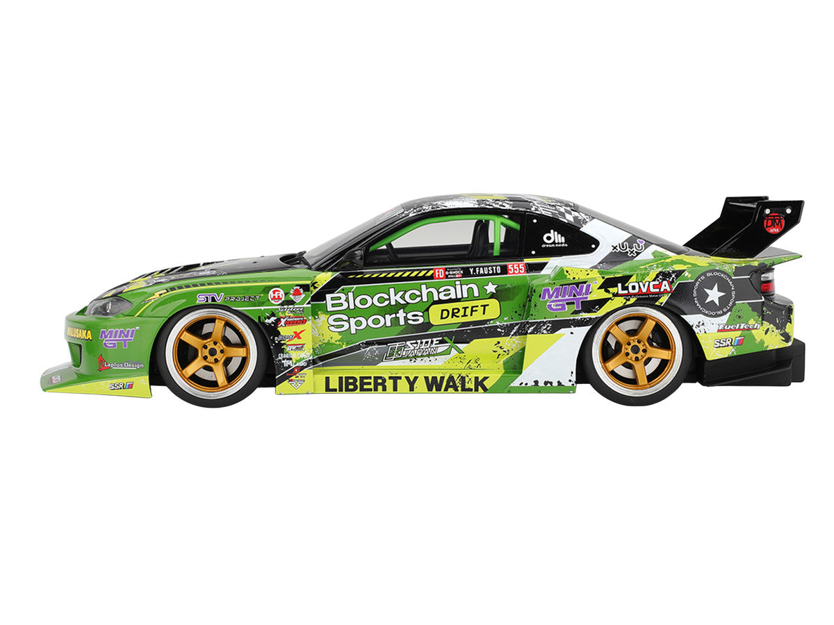 Nissan LB-Super Silhouette S15 SILVIA RHD (Right Hand Drive) #555 V2 Yukio Fausto "Formula Drift Japan" (2024) 1/18 Model Car by Top Speed Top Speed