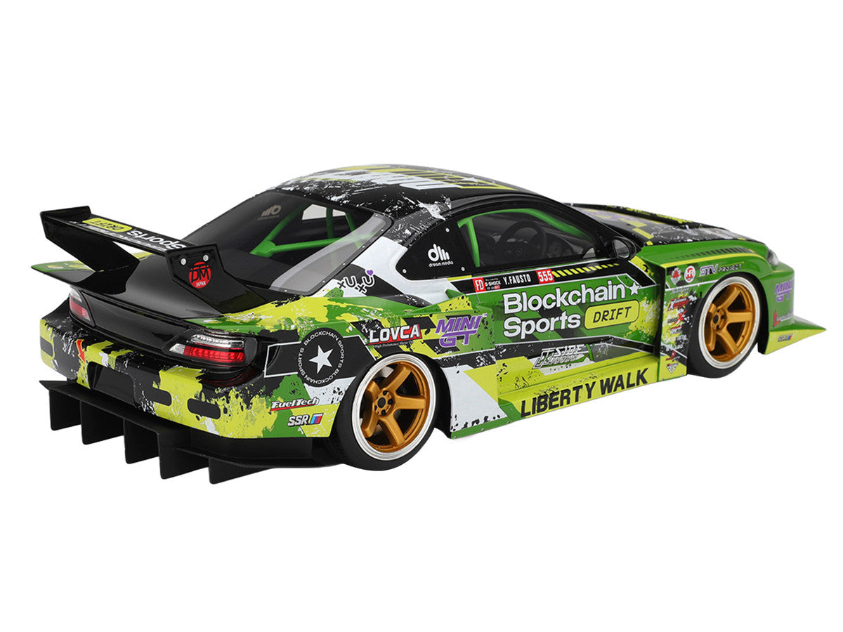 Nissan LB-Super Silhouette S15 SILVIA RHD (Right Hand Drive) #555 V2 Yukio Fausto "Formula Drift Japan" (2024) 1/18 Model Car by Top Speed Top Speed