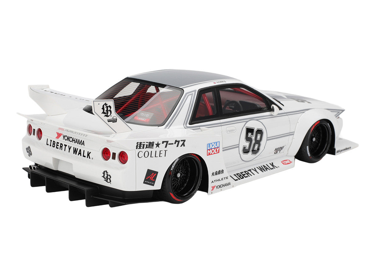 Nissan Skyline GT-R (R32) RHD (Right Hand Drive) #58 "LBWK - Kaido Works" White with Gray Stripes and Graphics "Tokyo Auto Salon (TAS) 2025" 1/18 Model Car by Top Speed Top Speed