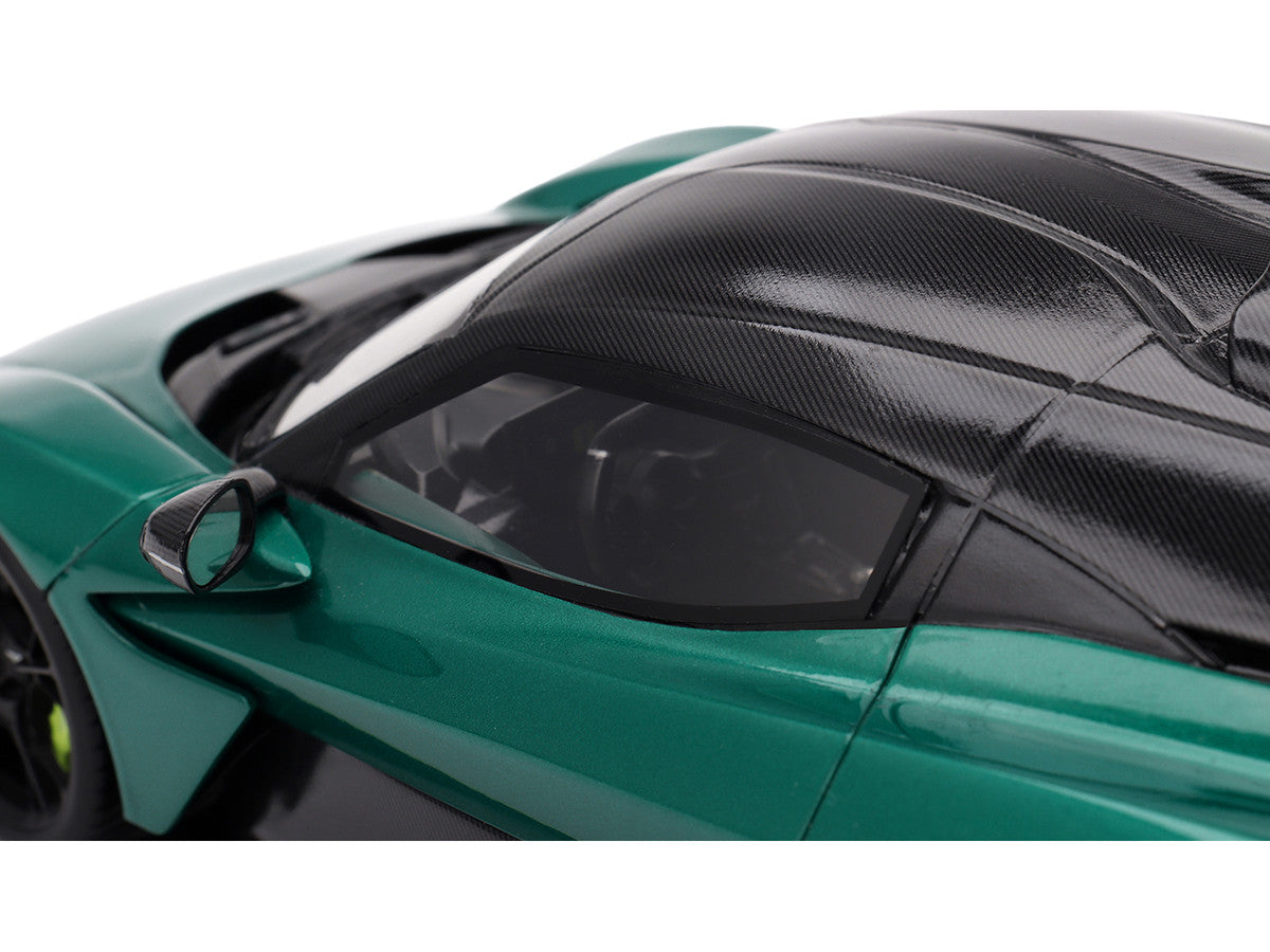 Aston Martin Valhalla Podium Green Metallic with Carbon Top 1/18 Model Car by Top Speed Top Speed