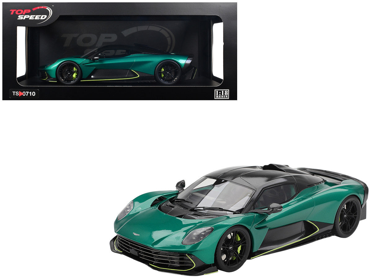 Aston Martin Valhalla Podium Green Metallic with Carbon Top 1/18 Model Car by Top Speed Top Speed