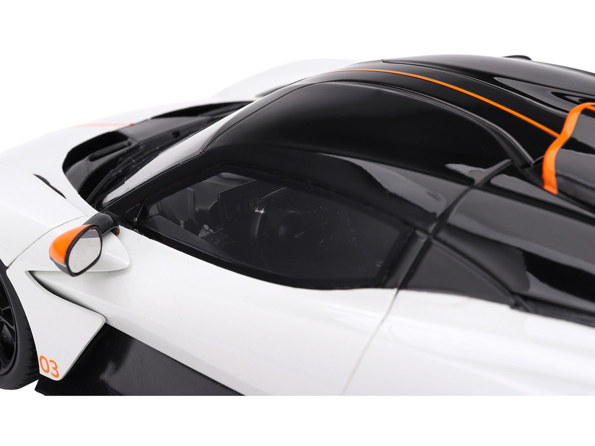 Aston Martin Valhalla Lunar White with Black Top and Orange Accents 1/18 Model Car by Top Speed Top Speed