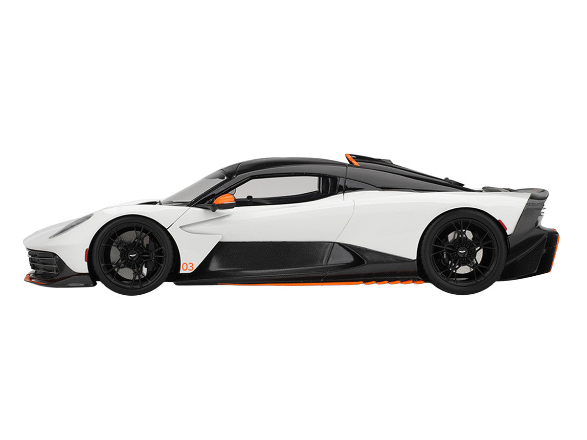 Aston Martin Valhalla Lunar White with Black Top and Orange Accents 1/18 Model Car by Top Speed Top Speed