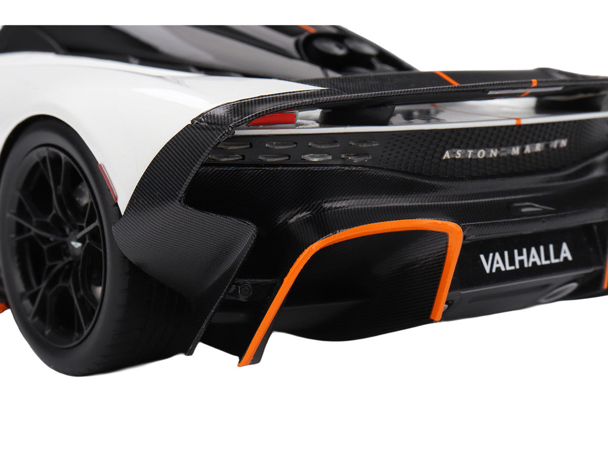Aston Martin Valhalla Lunar White with Black Top and Orange Accents 1/18 Model Car by Top Speed Top Speed