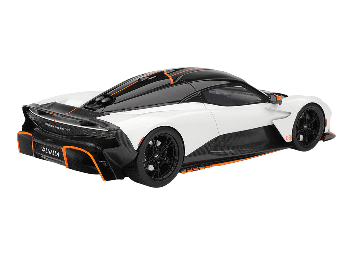 Aston Martin Valhalla Lunar White with Black Top and Orange Accents 1/18 Model Car by Top Speed Top Speed