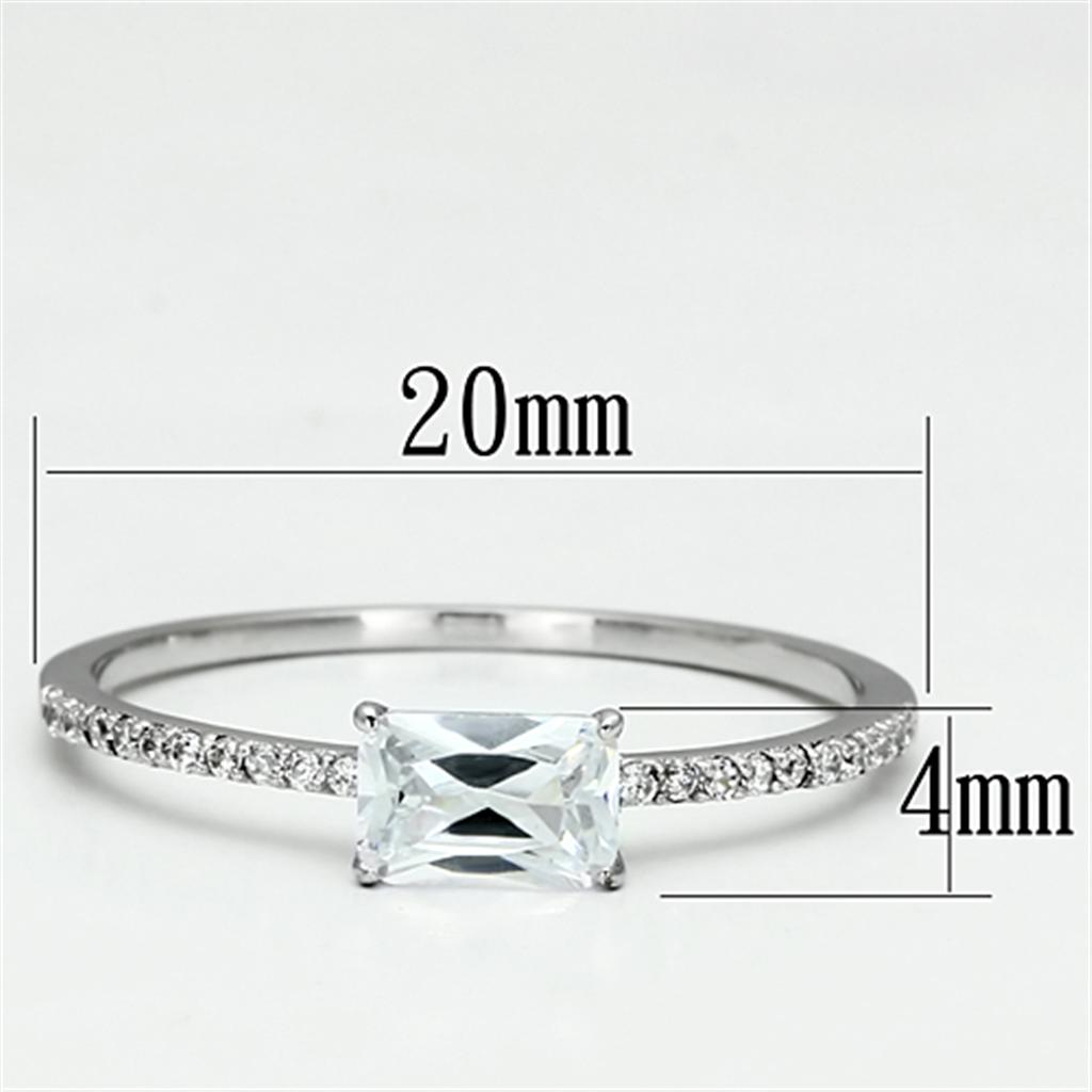 TS082 - Rhodium 925 Sterling Silver Ring with AAA Grade CZ  in Clear-1