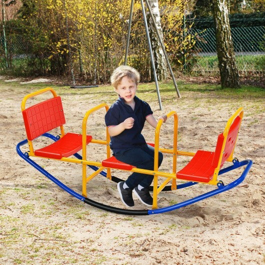 Outdoor Kids Seesaw Swivel Teeter for 3 to 8 Years Old-Blue W2B