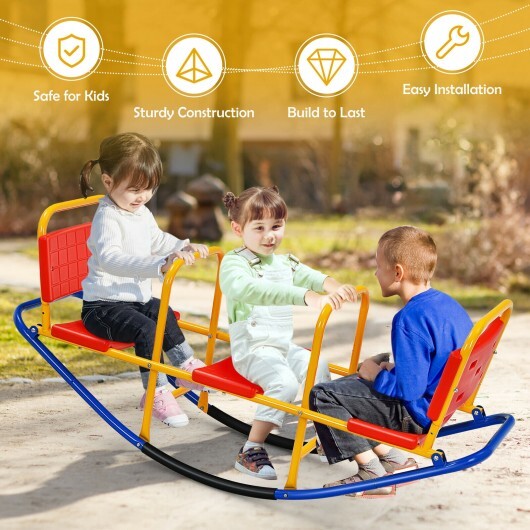 Outdoor Kids Seesaw Swivel Teeter for 3 to 8 Years Old-Blue W2B