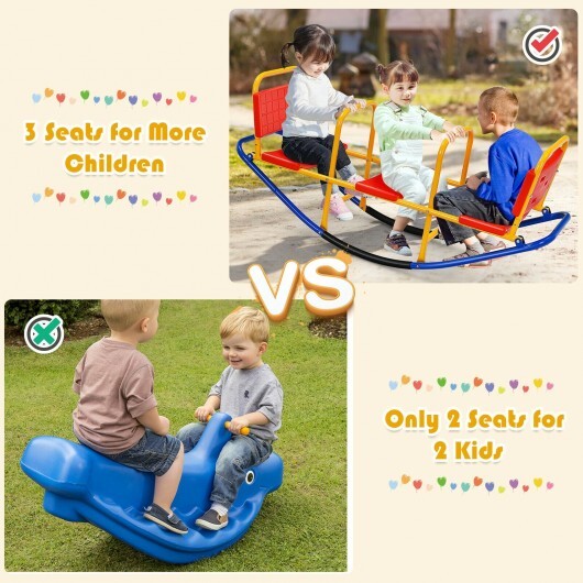 Outdoor Kids Seesaw Swivel Teeter for 3 to 8 Years Old-Blue W2B
