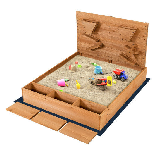 Kids Wooden Square Sandbox with Cover W2B