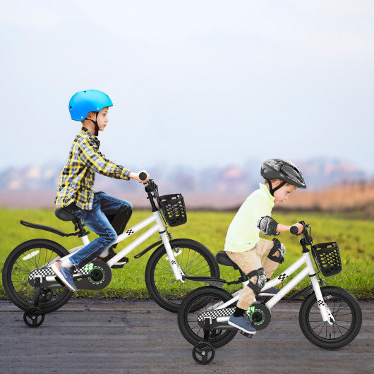 14 Inch Kids Bike with Helmet Protective Set White