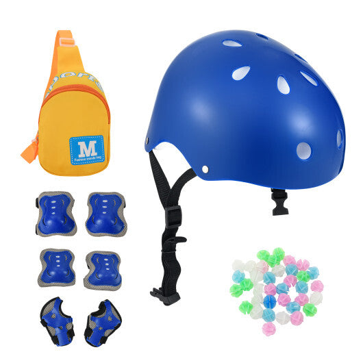 14 Inch Kids Bike White with Blue Helmet Protective Set W2B