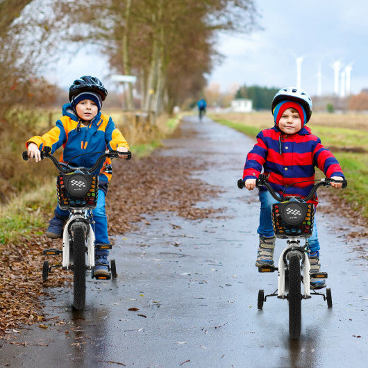 14 Inch Kids Bike with 2 Training Wheels for 3-5 Years Old-Black & White - Color: Black & White W2B