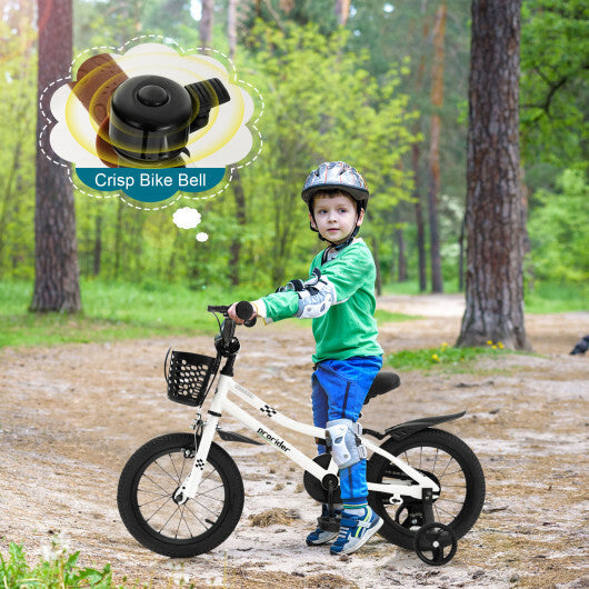14 Inch Kids Bike with 2 Training Wheels for 3-5 Years Old-Black & White - Color: Black & White W2B