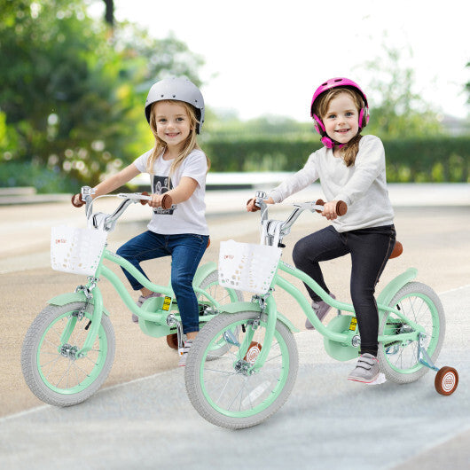 16 Inch Kids Bike with Adjustable Seat and Bell for Kids 3-8 Years Olds-16 inches - Color: Green - Size: 16 inches W2B