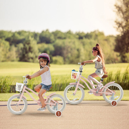 12 Inch Kids Bike with Helmet Protective Set Pink W2B