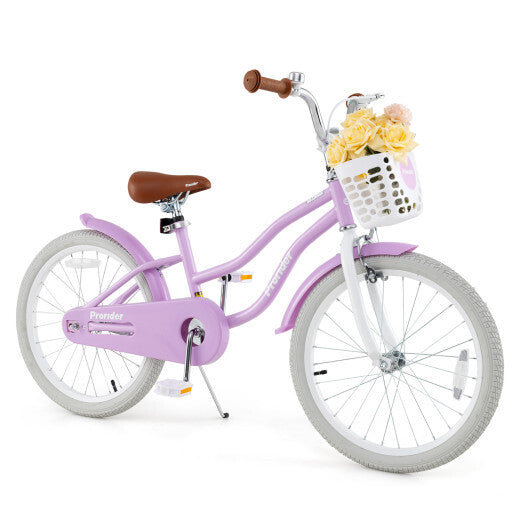 20 Inch Kids Bike with Helmet Protective Set Purple