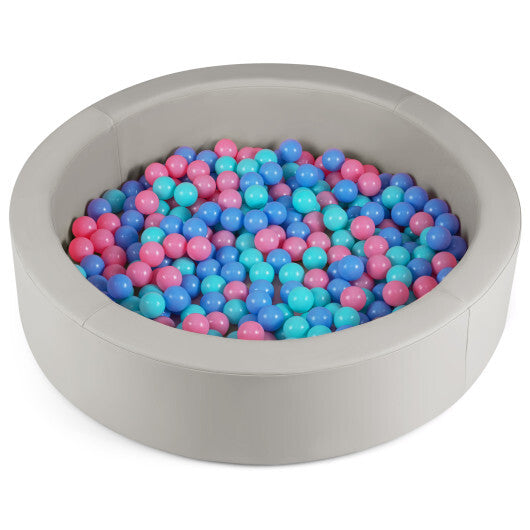 42.5 Inch Round Foam Ball Pits with 25D Sponge Filling and Washable PU Cover for Toddlers-Gray W2B