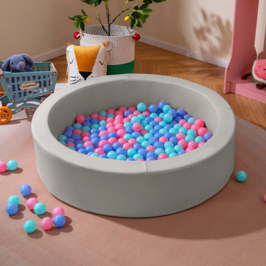 42.5 Inch Round Foam Ball Pits with 25D Sponge Filling and Washable PU Cover for Toddlers-Gray W2B