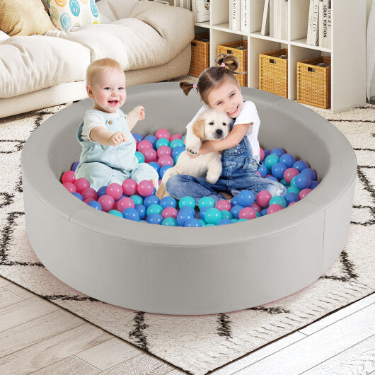 42.5 Inch Round Foam Ball Pits with 25D Sponge Filling and Washable PU Cover for Toddlers-Gray W2B